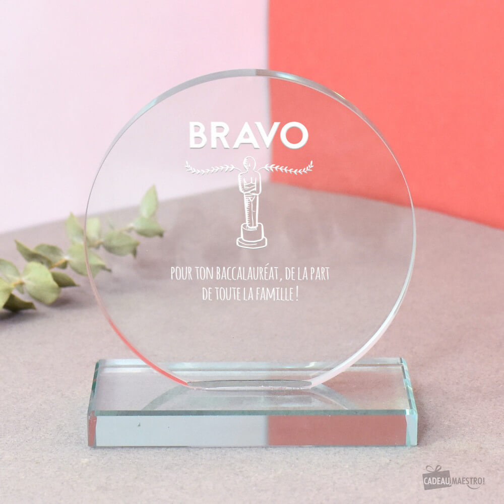 Trophée Rond Diplôme et Réussite à Personnaliser - Trophée Personnalisé CadoMaestro