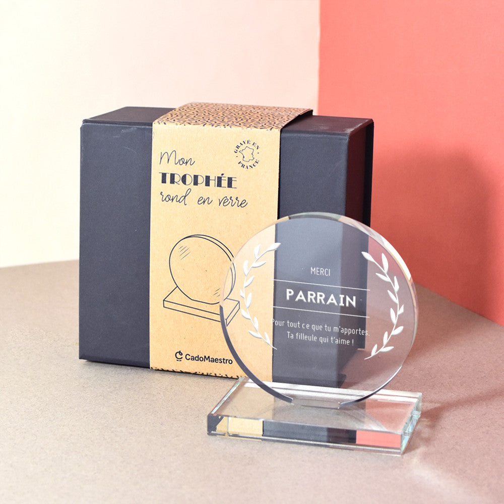Trophée Rond Merci à Personnaliser - Trophée Personnalisé CadoMaestro