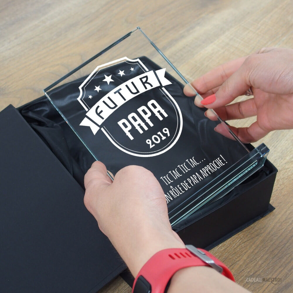 Trophée en Verre Futur Papa à Personnaliser - Trophée Personnalisé CadoMaestro