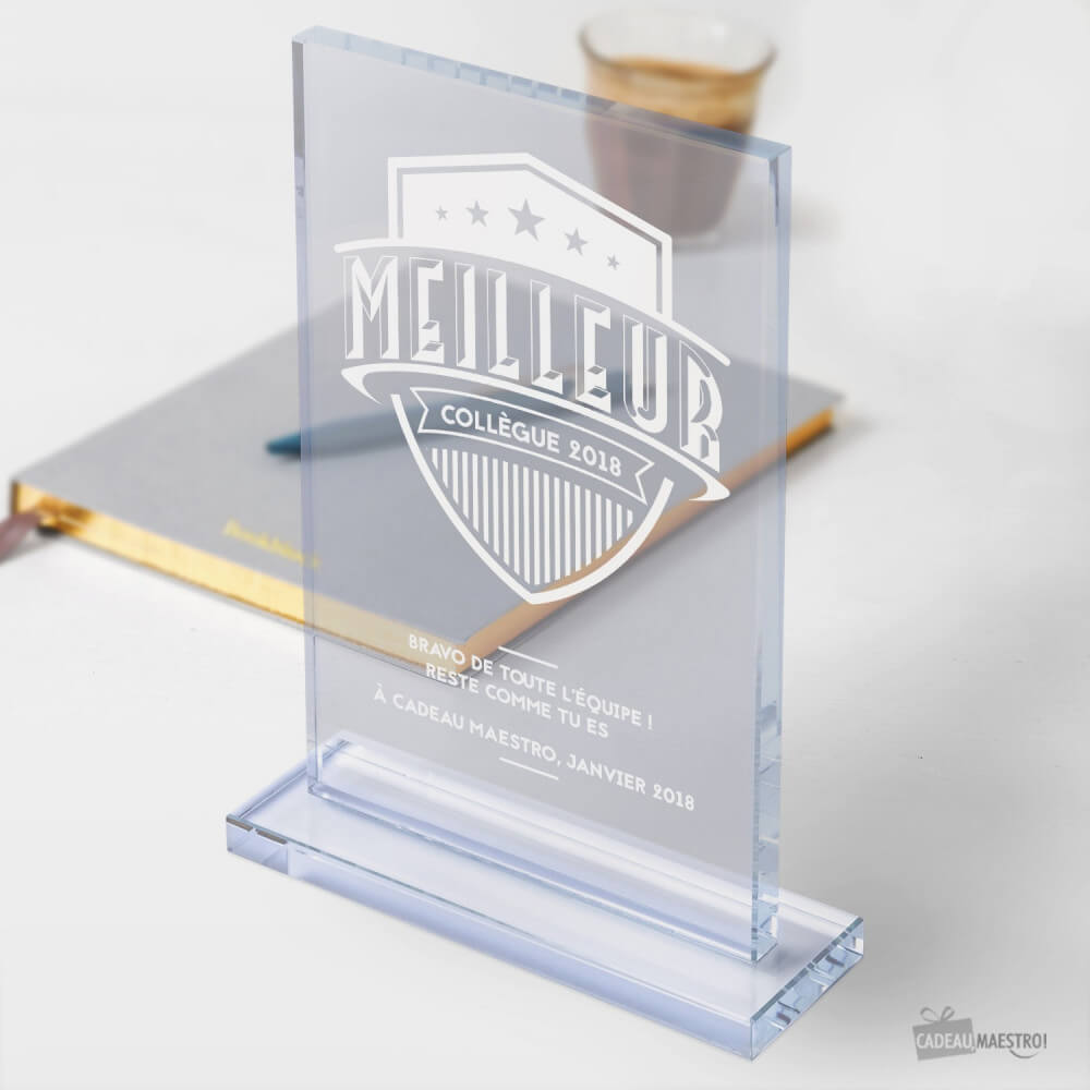 Trophée en Verre "Le Meilleur" à Personnaliser (Modèle Homme) - Trophée Personnalisé