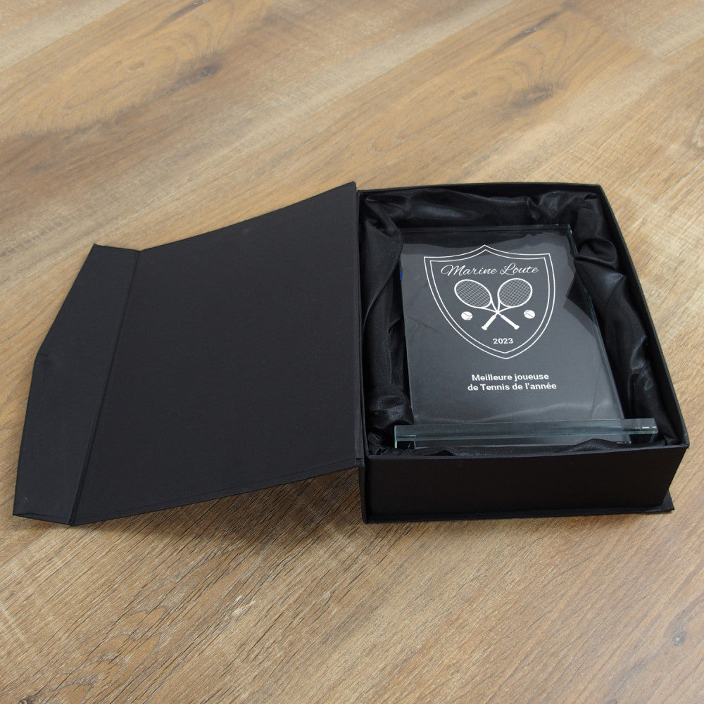 Trophée en Verre Tennis à Personnaliser - Trophée Personnalisé