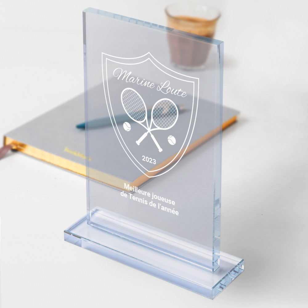 Trophée en Verre Tennis à Personnaliser - Trophée Personnalisé
