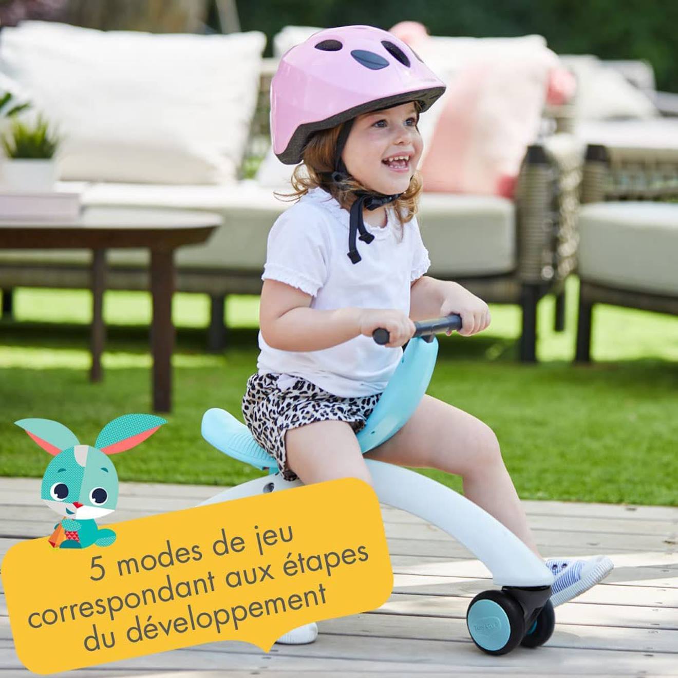 Trotteur bébé et porteur tiny rider 5 en 1 blue
