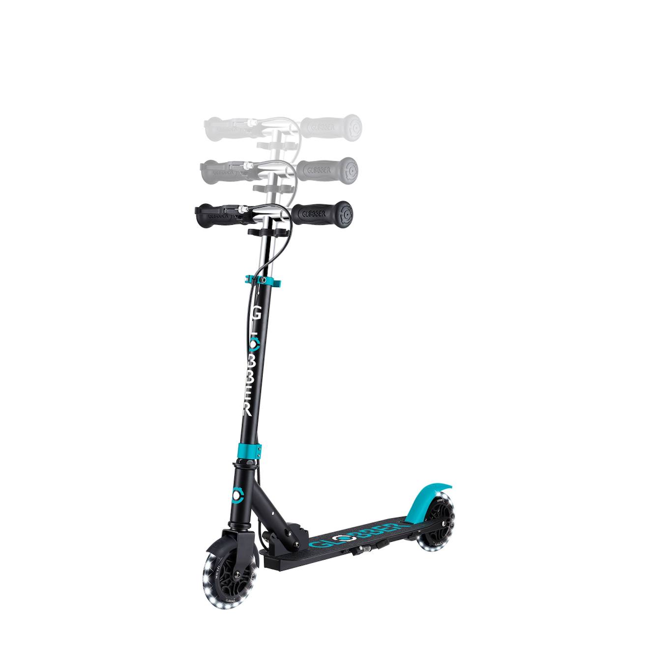 Trottinette 2 roues flow element junior lights, dès 4 ans bleu canard