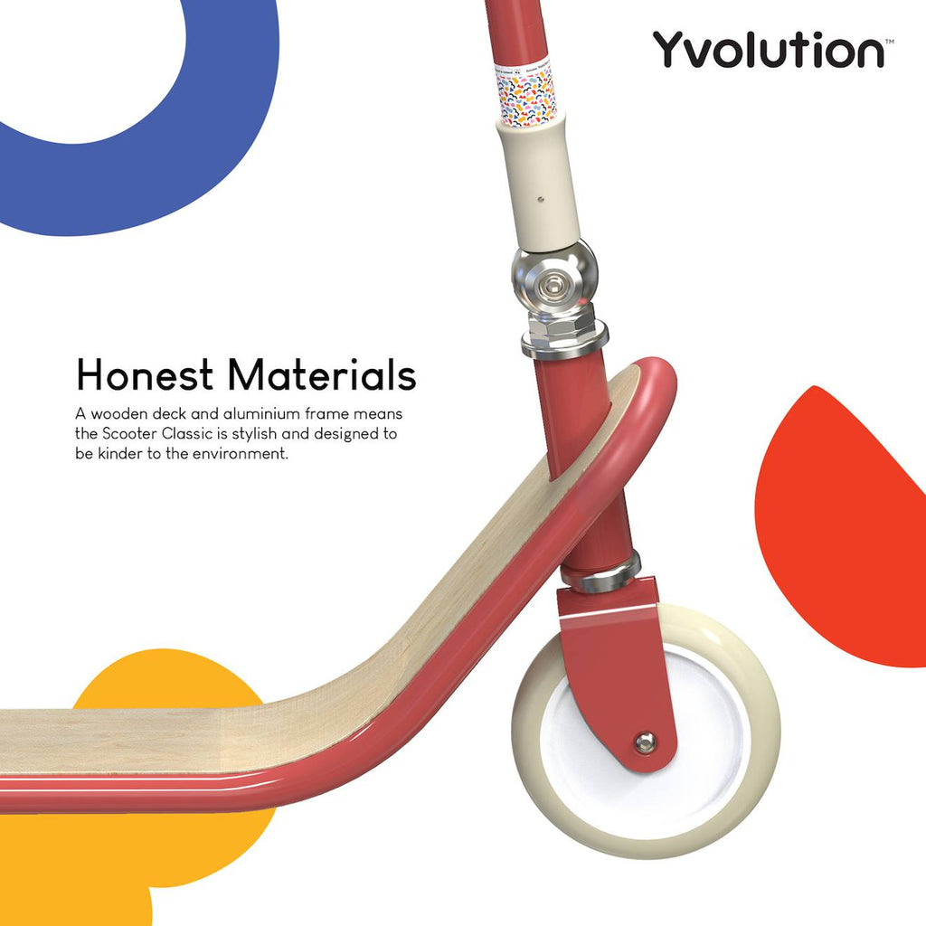 Trottinette 2 roues scoot classic – guidon réglable, frein arrière, design stable rouge