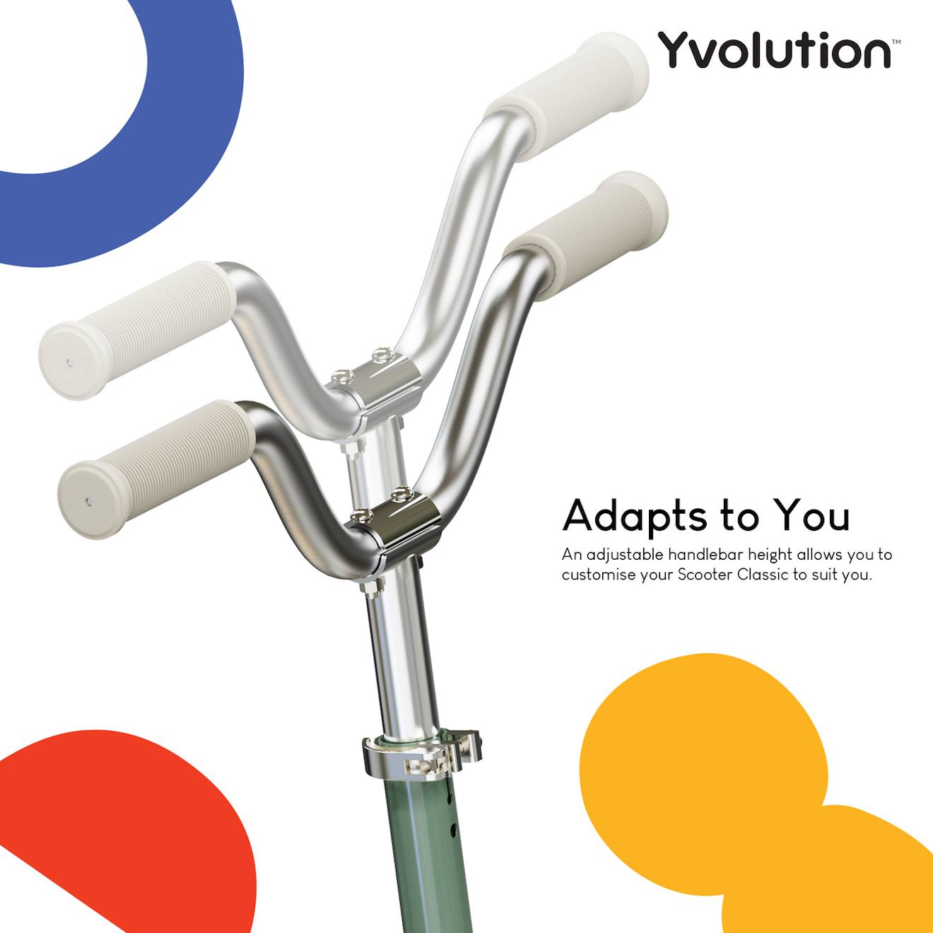 Trottinette 2 roues scoot classic – guidon réglable, frein arrière, design stable vert