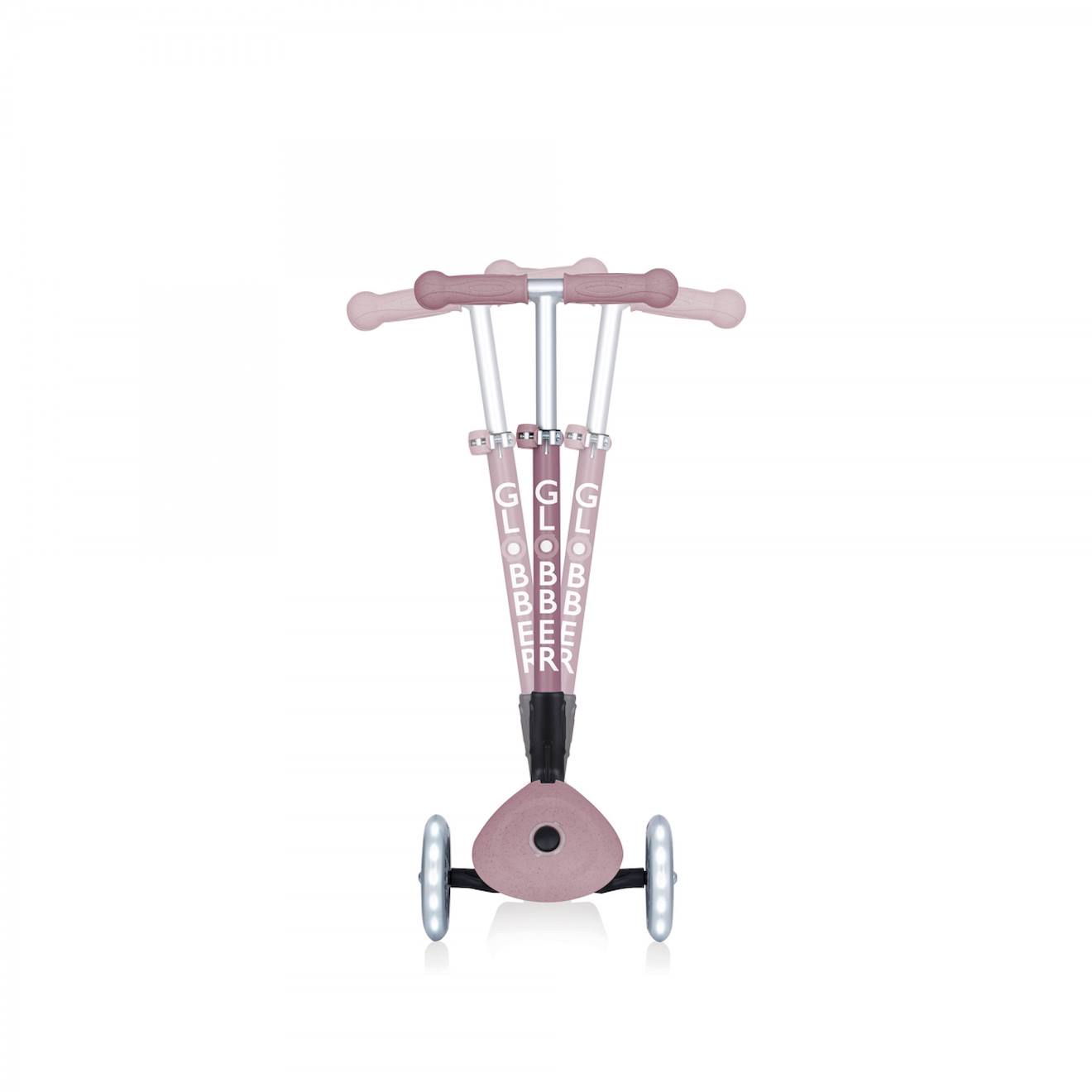 Trottinette 3 roues junior foldable lights ecologic rose berry