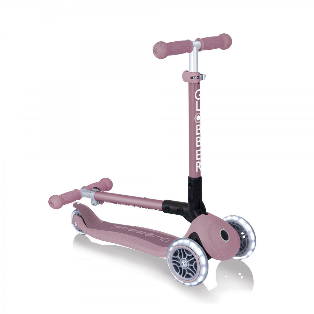 Trottinette 3 roues junior foldable lights ecologic rose berry