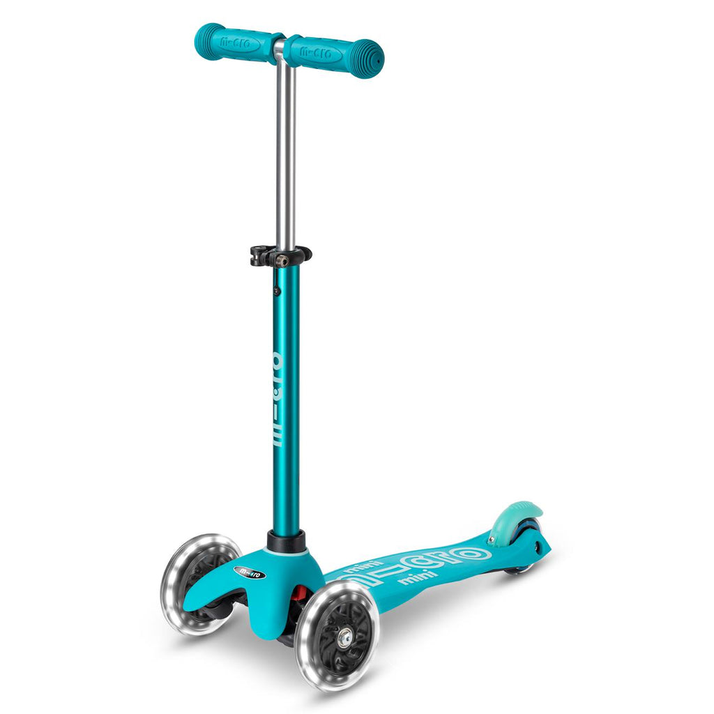Trottinette 3 roues mini micro deluxe LED vert d'eau