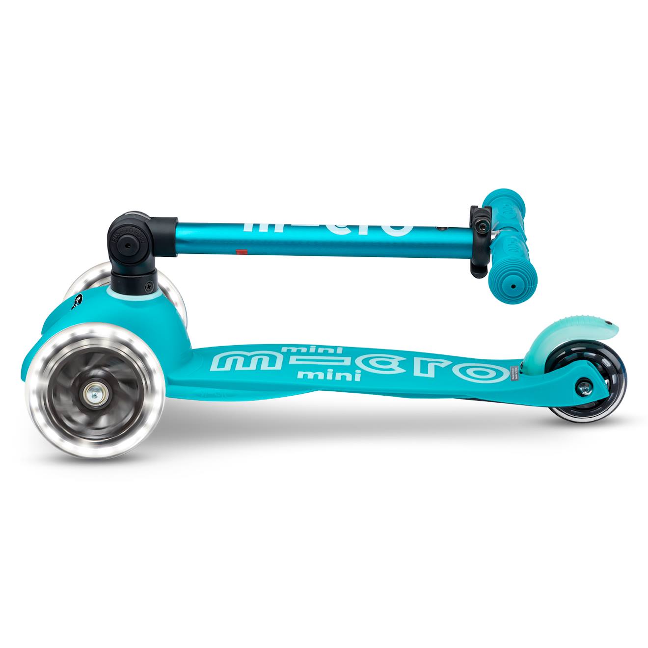 Trottinette 3 roues mini micro deluxe pliable LED aqua