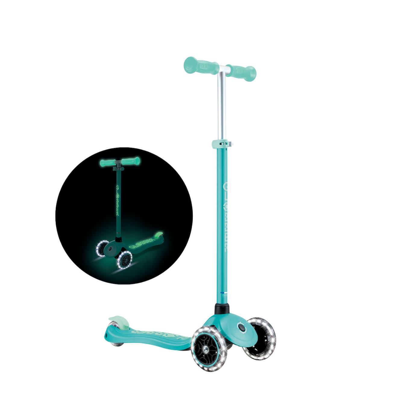 Trottinette 3 roues primo plus glow lights vert menthe