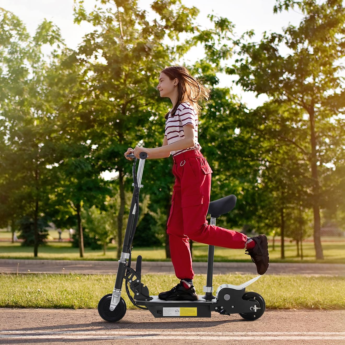 Trottinette électrique enfant pliable 120w 10 km/h max hauteur guidon et selle réglable noir