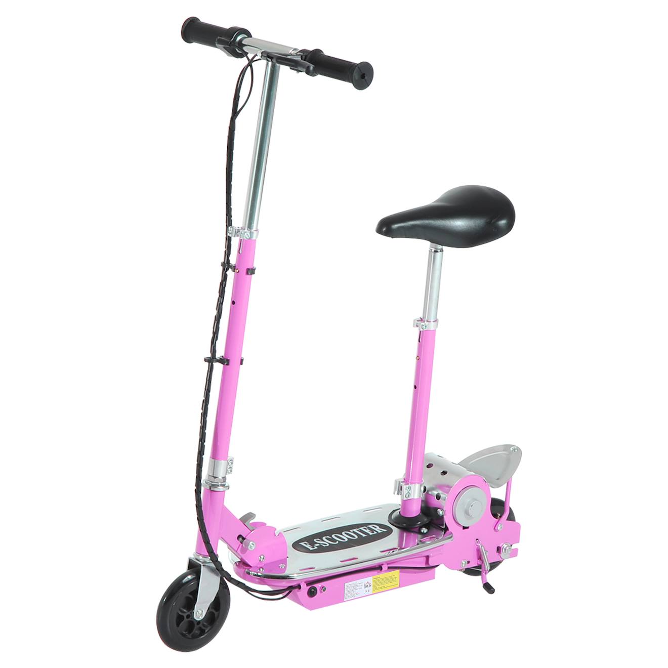Trottinette électrique enfant pliable 120w 10 km/h max hauteur guidon et selle réglable rose