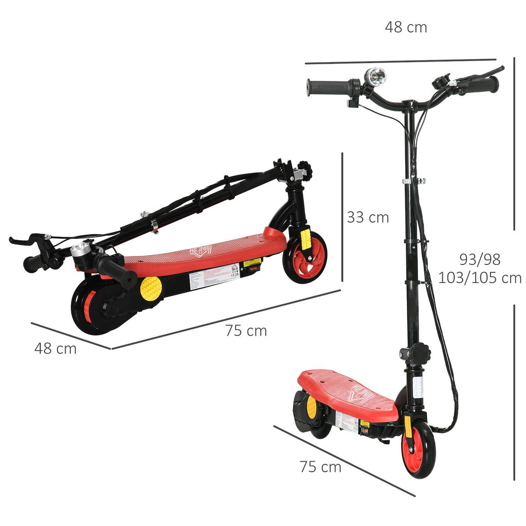 Trottinette électrique pliable enfant 120w 12 km/h max hauteur guidon réglable rouge