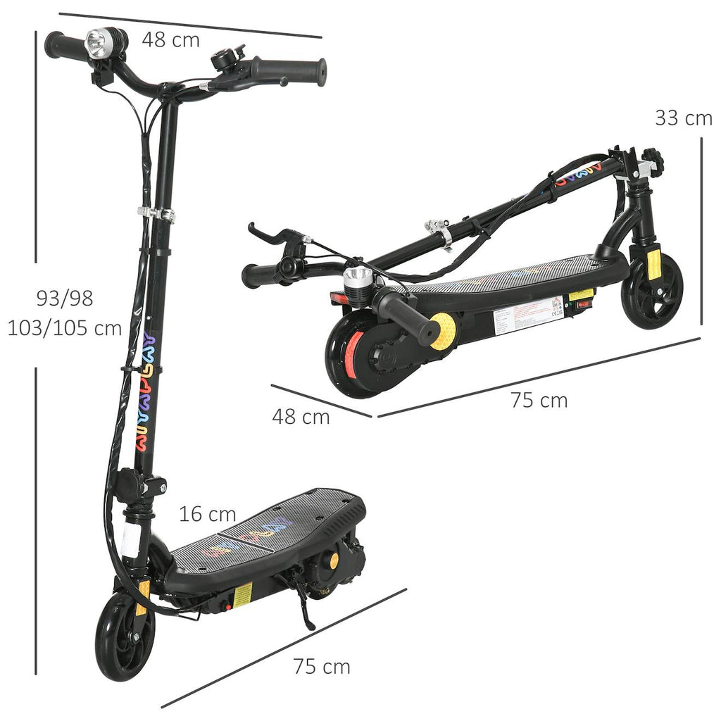 Trottinette électrique pliable enfant 120w 12 km/h max hauteur guidon réglable noir