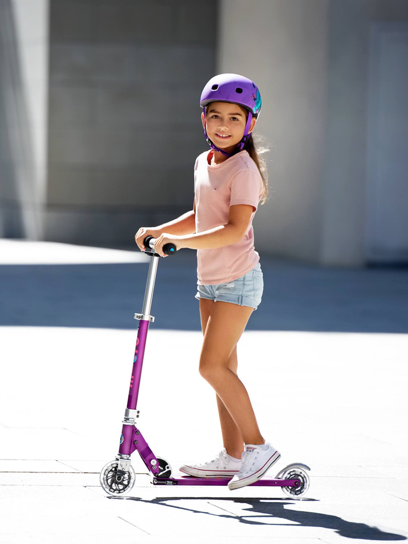 Trottinette enfant micro sprite pearl LED violet