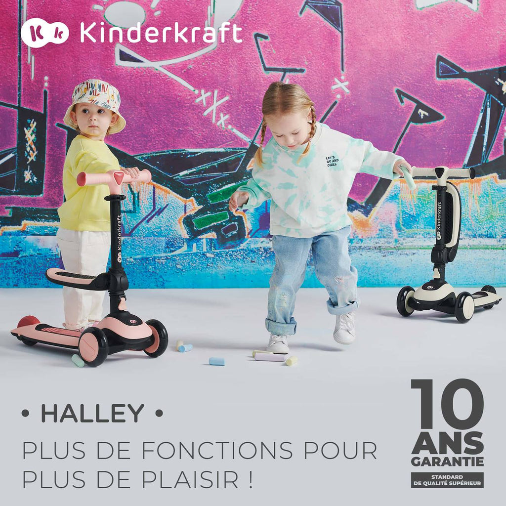 Trottinette enfant pliante avec siège et roues lumineuses pink
