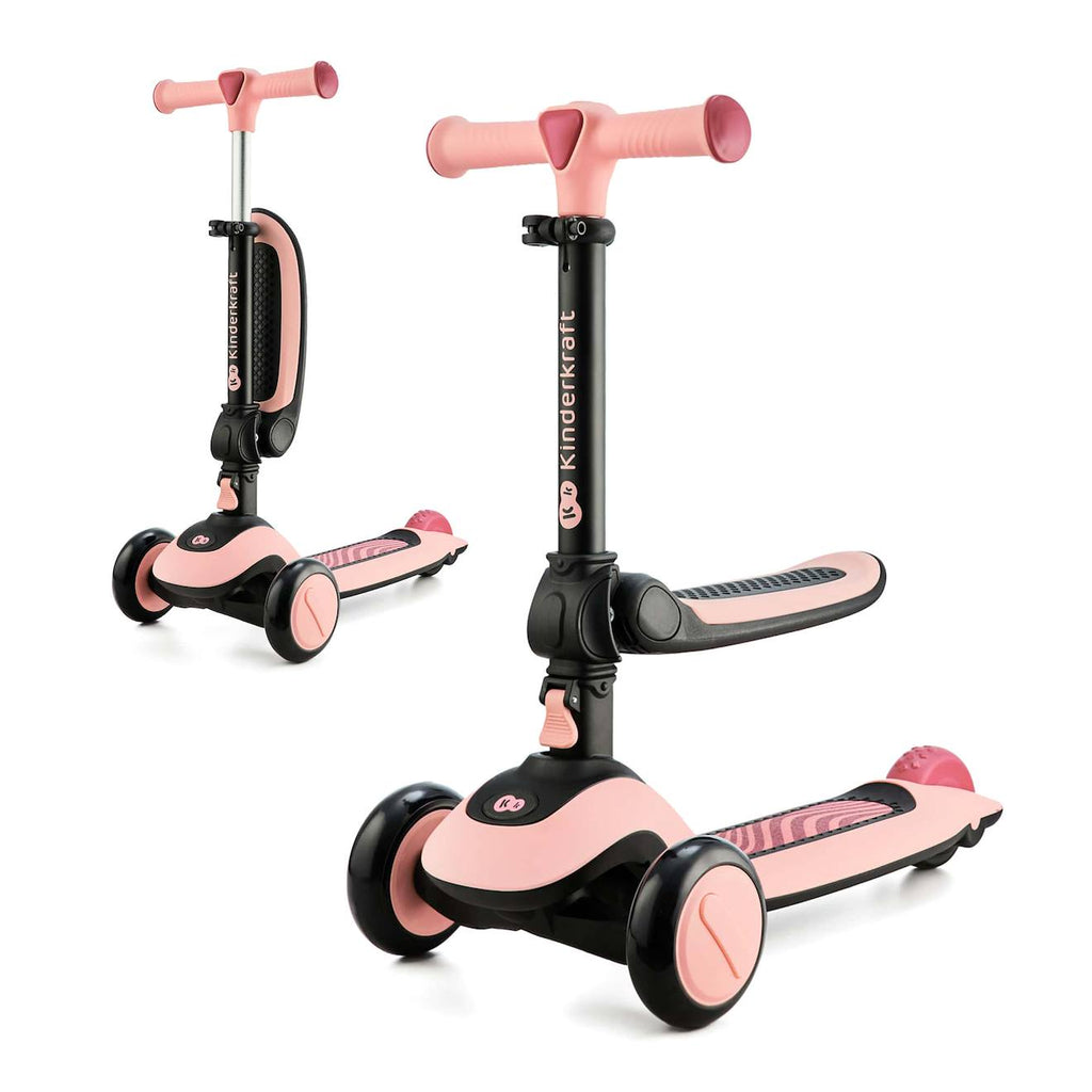 Trottinette enfant pliante avec siège et roues lumineuses pink