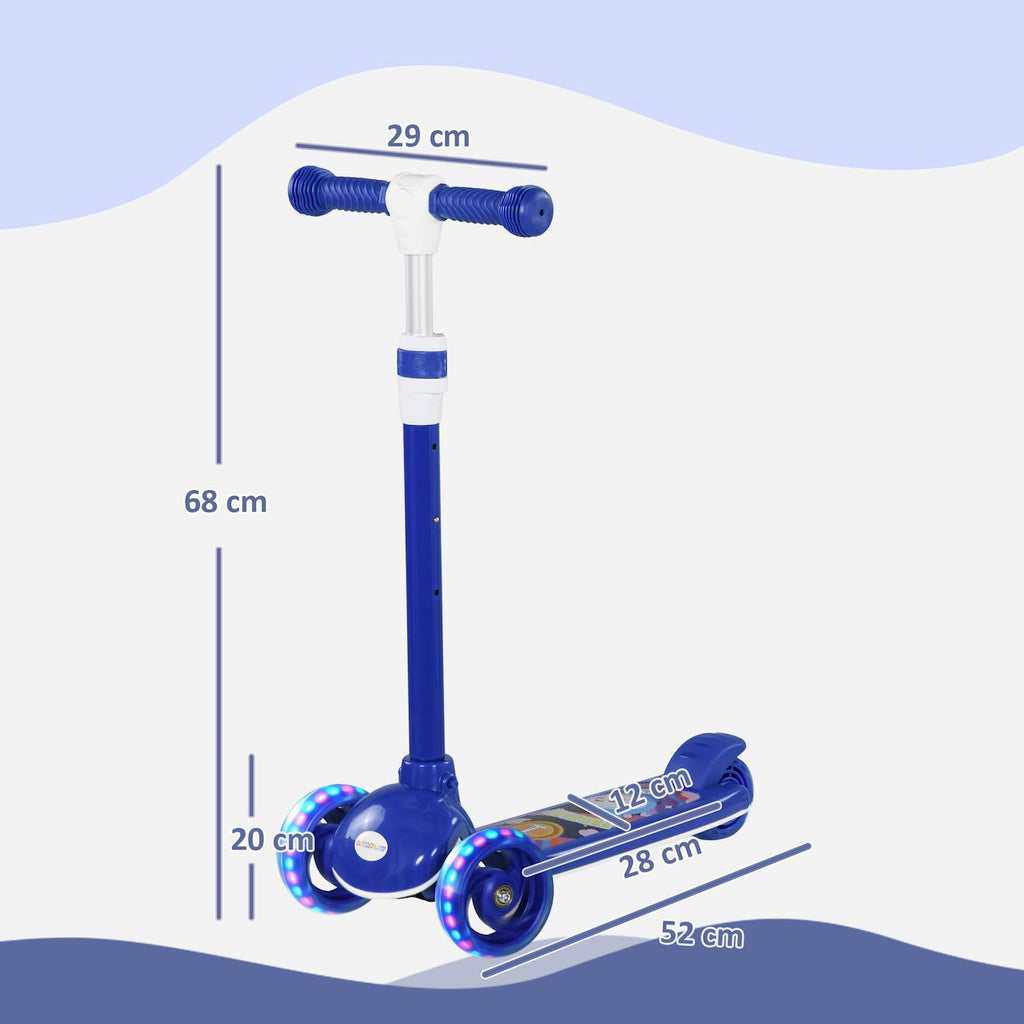 Trottinette enfant trottinette 3 roues lumineuses LED hauteur guidon réglable frein à friction arrière bleu