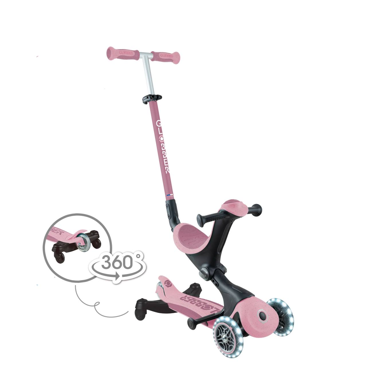 Trottinette évolutive Go-up deluxe lights eco 360 rose berry