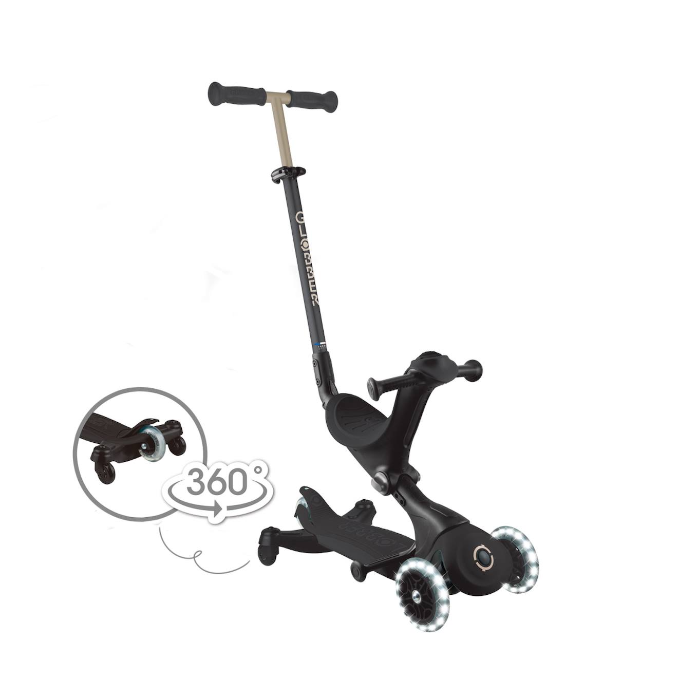 Trottinette évolutive Go•up deluxe lights 360 noir