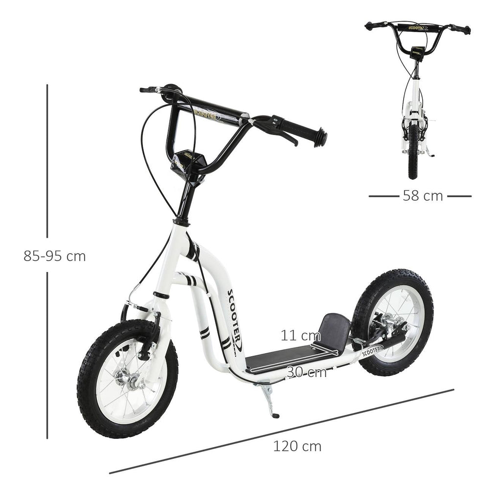 Trottinette patinette enfant grands pneus guidon réglable 2 freins béquille blanc