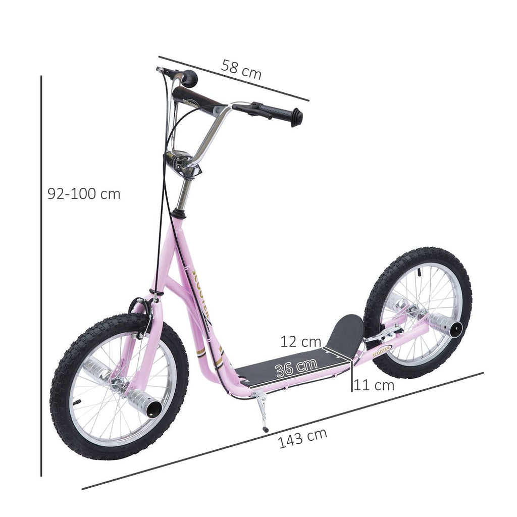 Trottinette patinette freestyle grandes roues pneumatiques ø 41 cm avec pegs rose