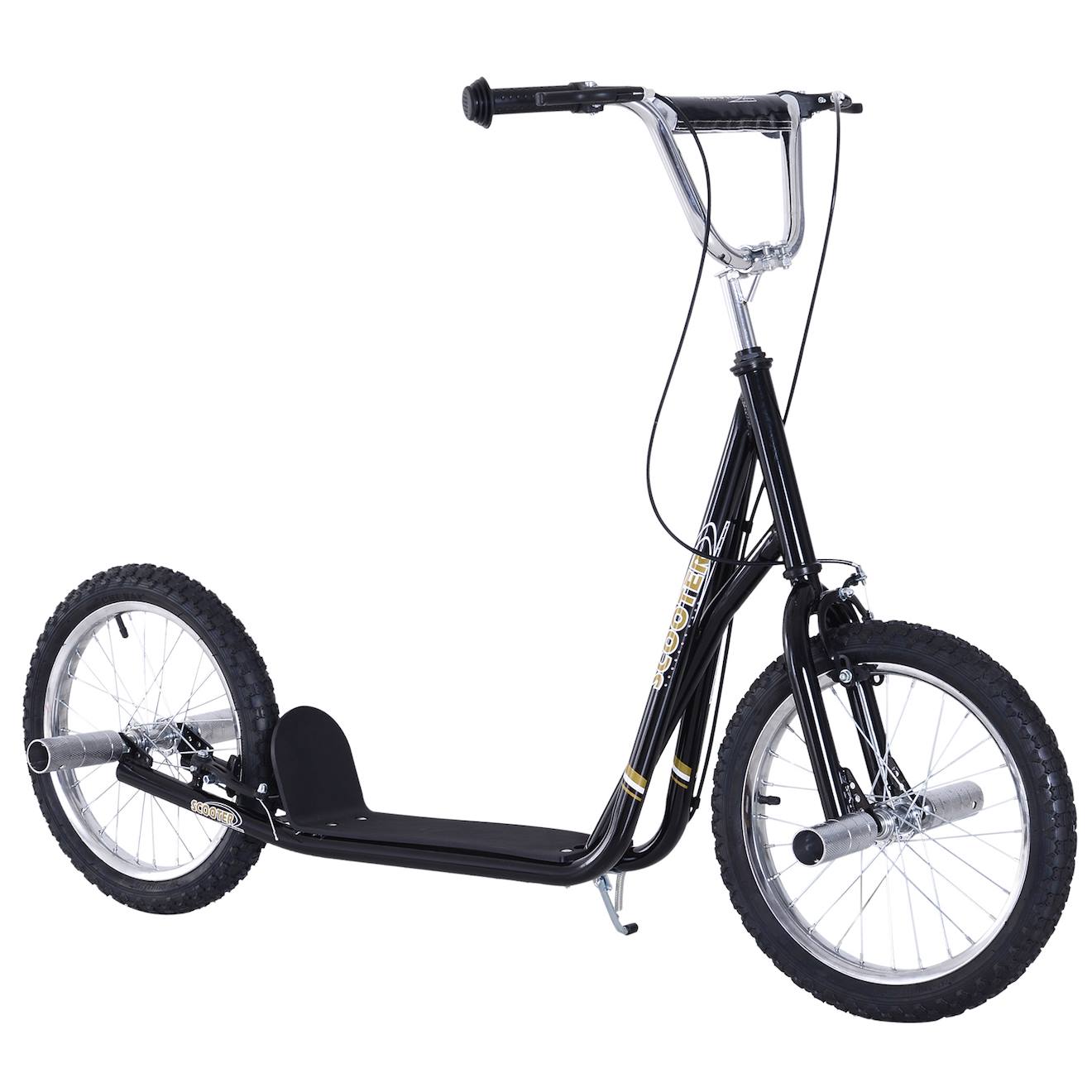 Trottinette patinette freestyle grandes roues pneumatiques ø 41 cm avec pegs noir
