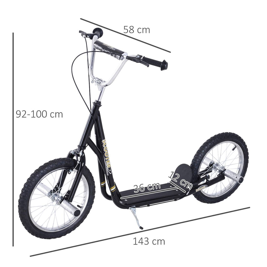 Trottinette patinette freestyle grandes roues pneumatiques ø 41 cm avec pegs noir