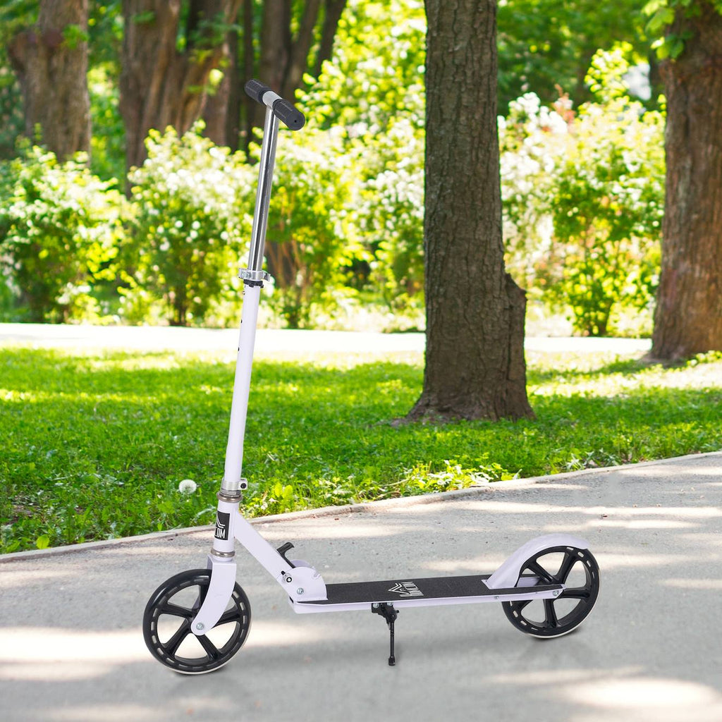 Trottinette patinette pliable enfant - hauteur guidon réglable - système de freinage arrière - acier blanc