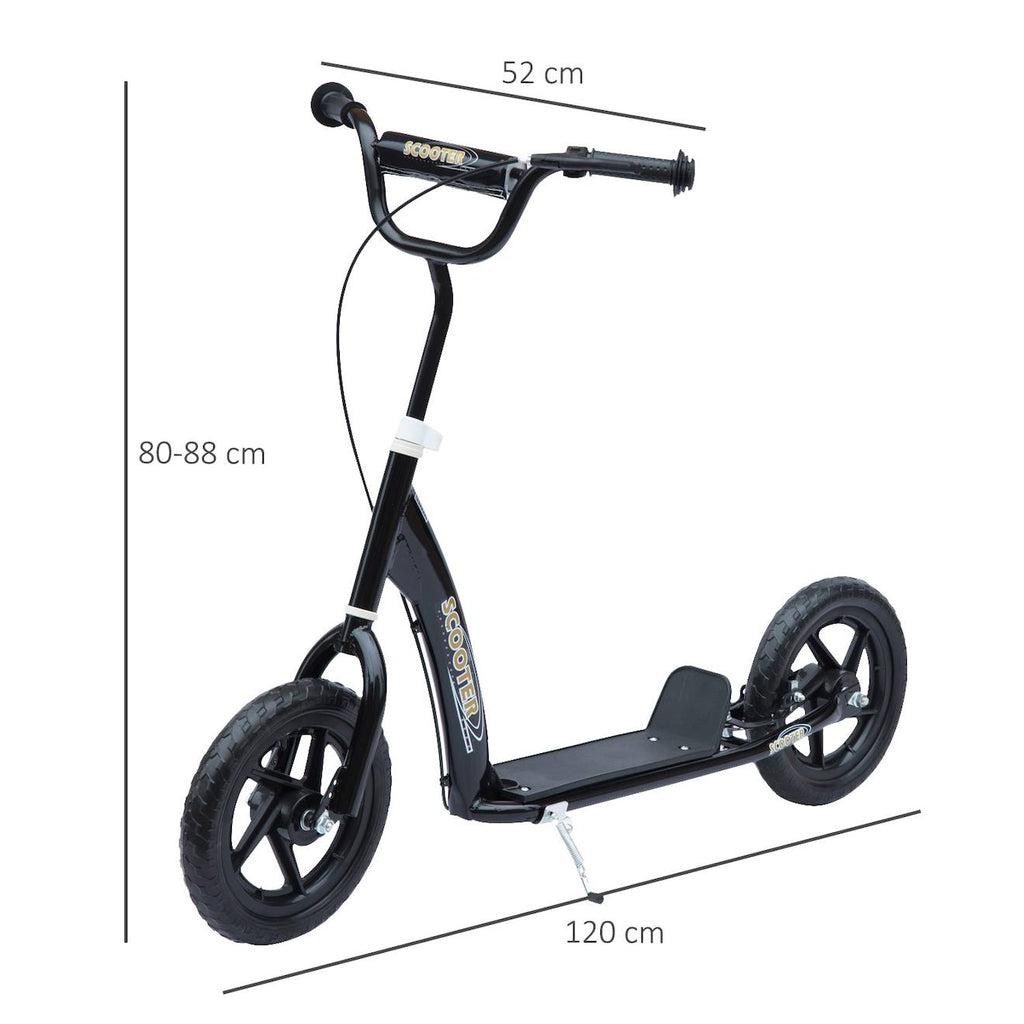 Trottinette patinette pneus 30 cm hauteur guidon réglable poignée frein et béquille acier noir