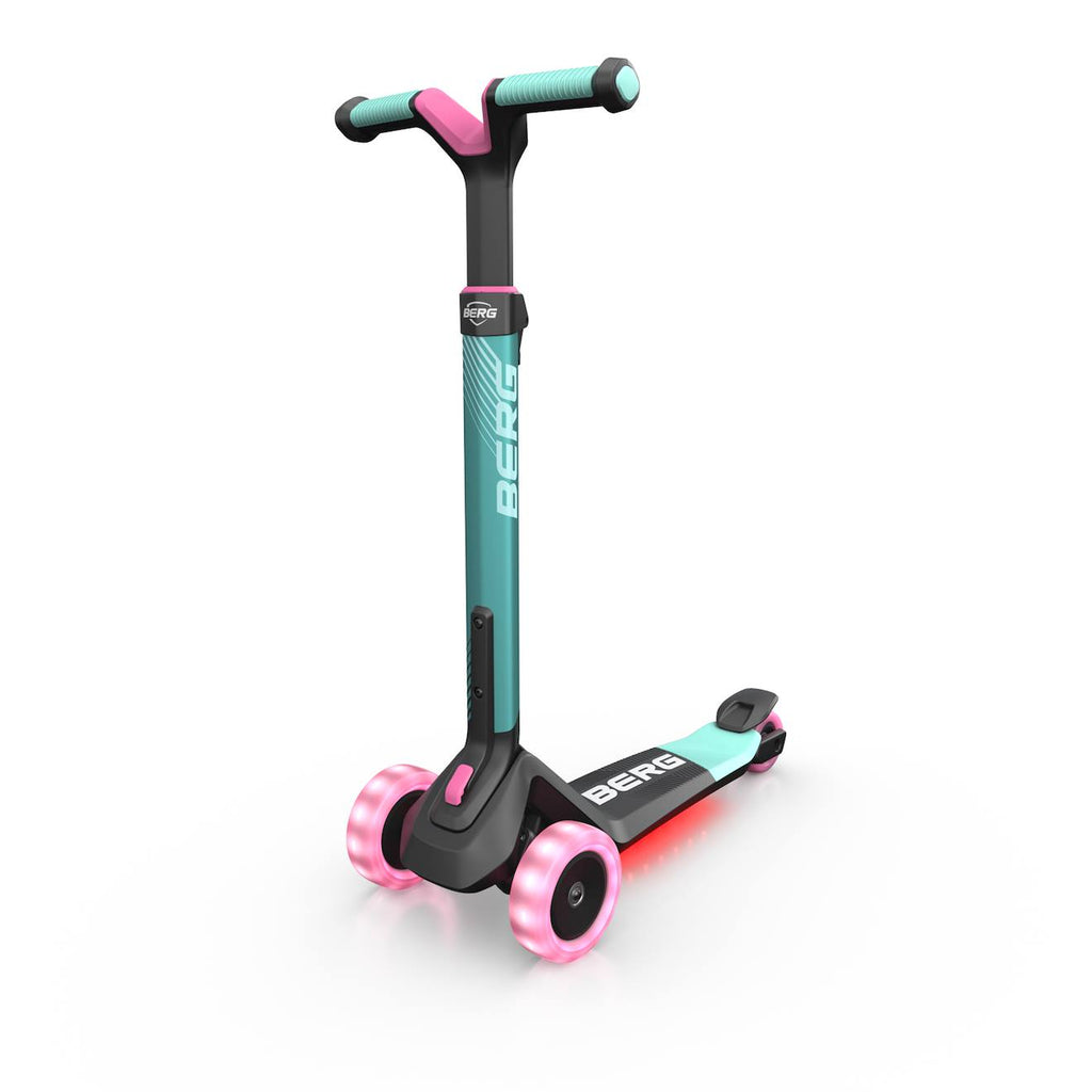 Trottinette pour enfants, 2+ ans, pliable, LED-deck, nexo bleu mint
