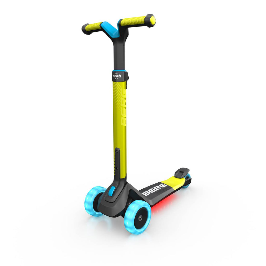 Trottinette pour enfants, 2+ ans, pliable, LED-deck, nexo bleu lime