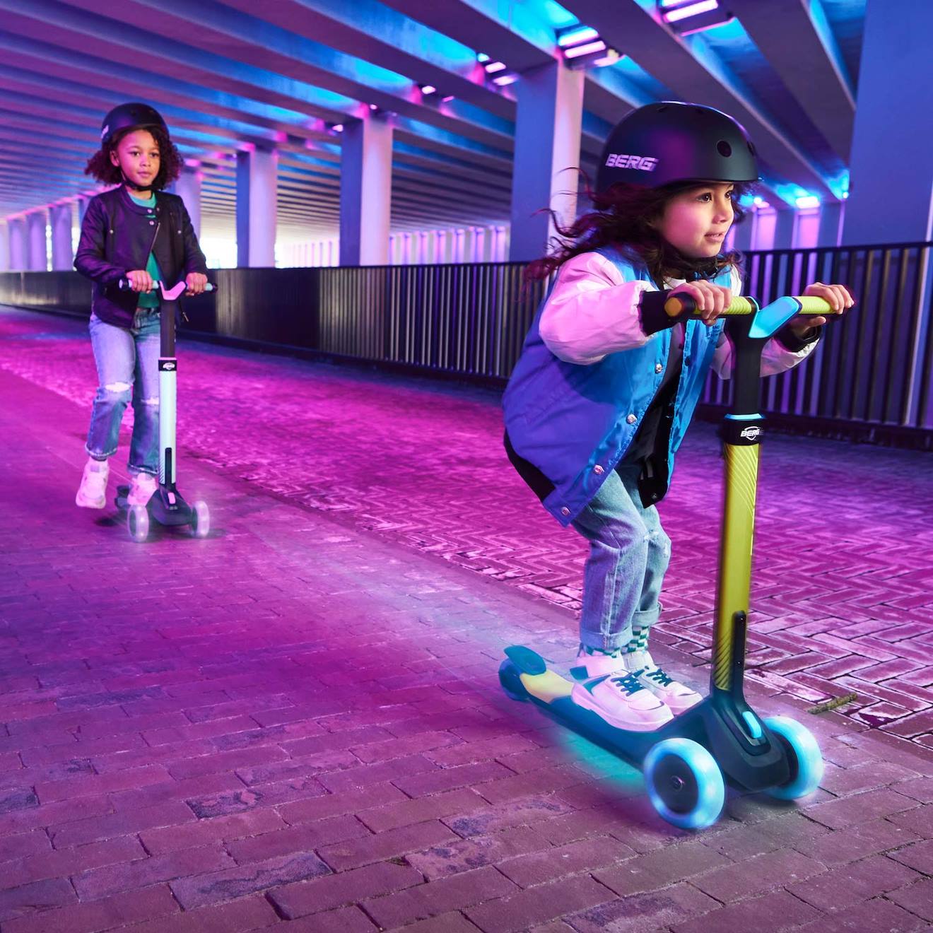 Trottinette pour enfants, 2+ ans, pliable, LED, nexo bleu lime