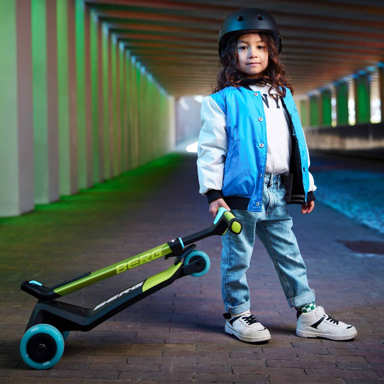 Trottinette pour enfants, 2+ ans, pliable, LED, nexo bleu red