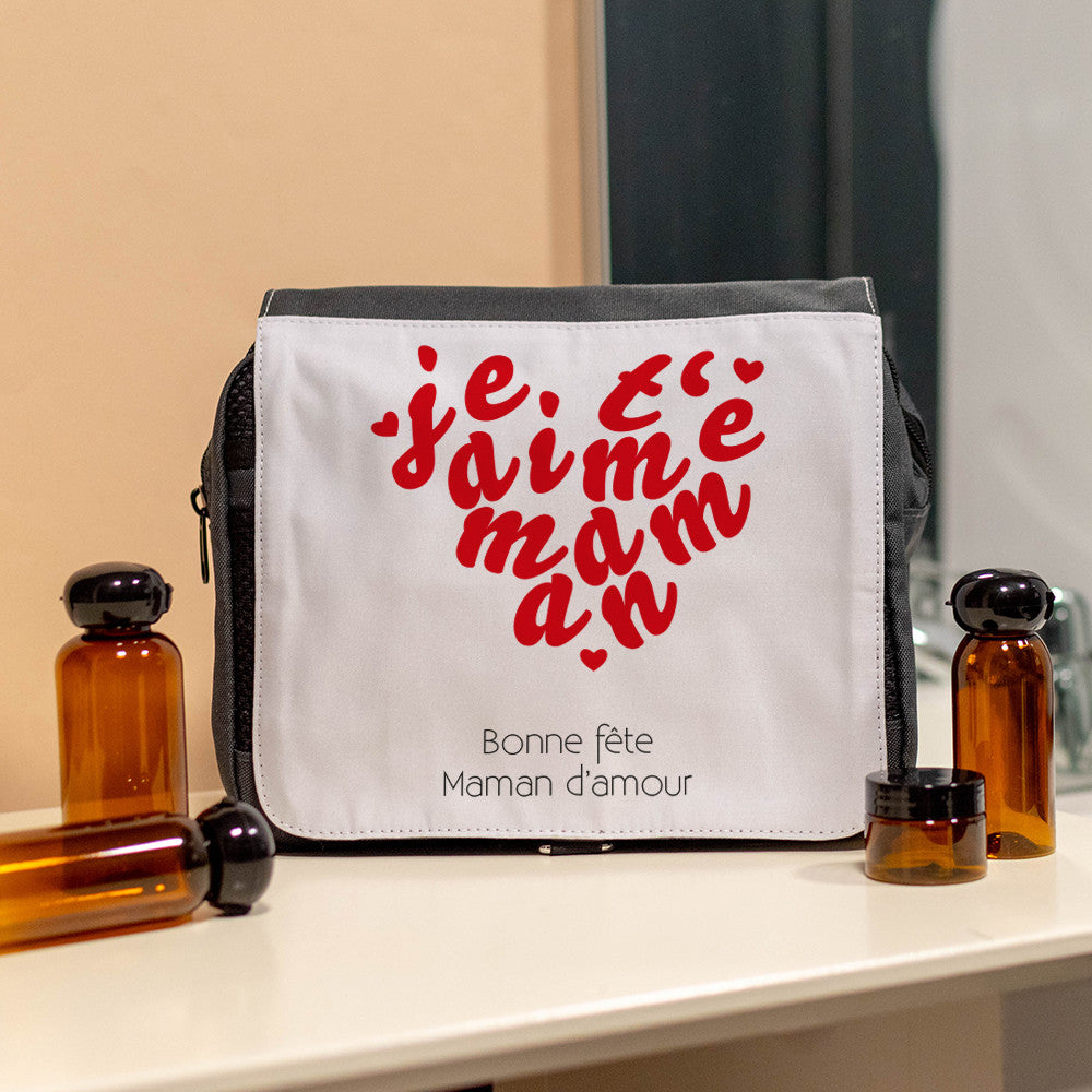 Trousse de Toilette Je t'Aime Maman à Personnaliser - Trousse de Toilette Personnalisée