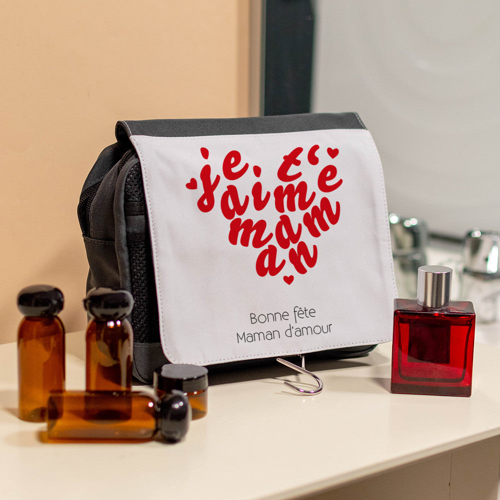 Trousse de Toilette Je t'Aime Maman à Personnaliser - Trousse de Toilette Personnalisée