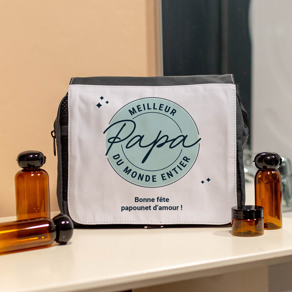 Trousse de Toilette Meilleur Papa à Personnaliser - Trousse de Toilette Personnalisée