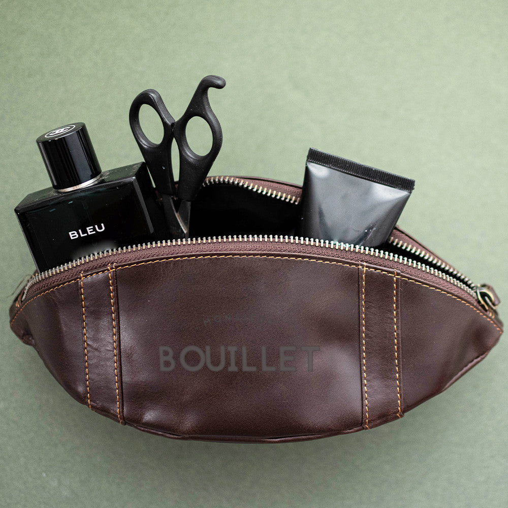 Trousse de Toilette Rugby en Cuir Nom à Personnaliser - Trousse de Toilette Personnalisée