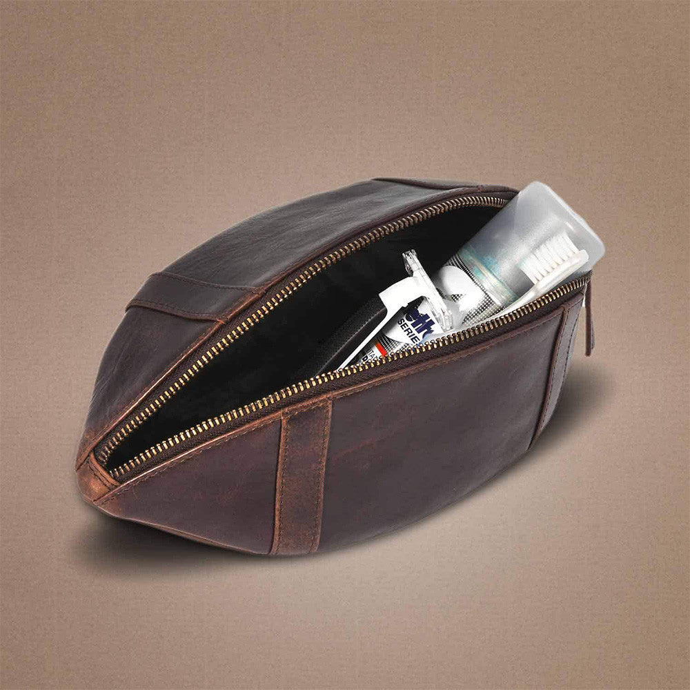 Trousse de Toilette Rugby en Cuir - Trousse de Toilette Personnalisée CadoMaestro