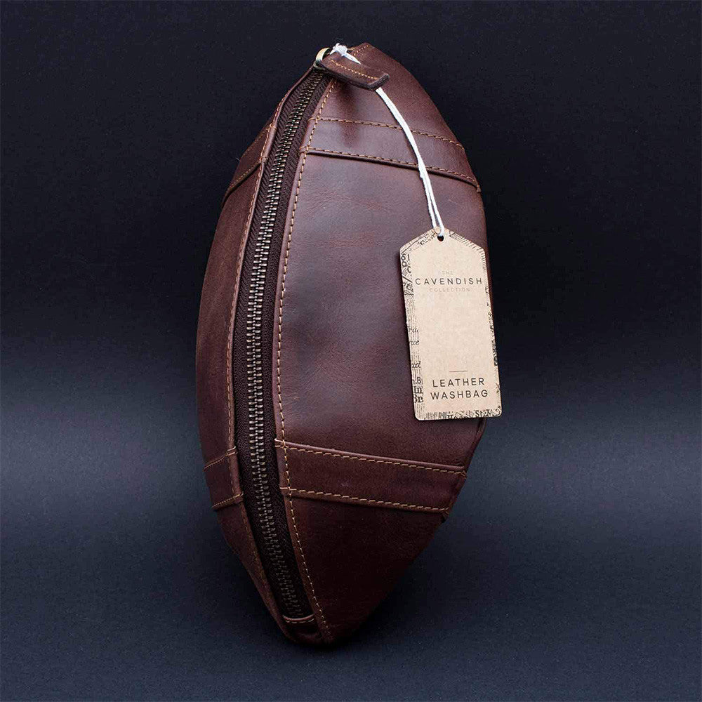 Trousse de Toilette Rugby en Cuir - Trousse de Toilette Personnalisée CadoMaestro
