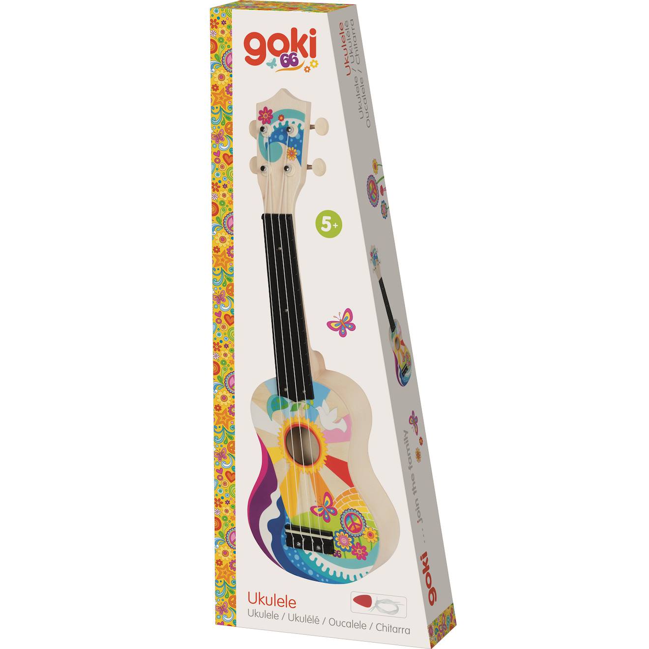 Ukulélé flower power beige