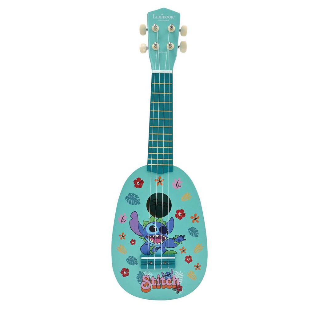 Ukulélé Stitch en bois, 4 cordes en nylon, guide inclus, 53 cm bleu