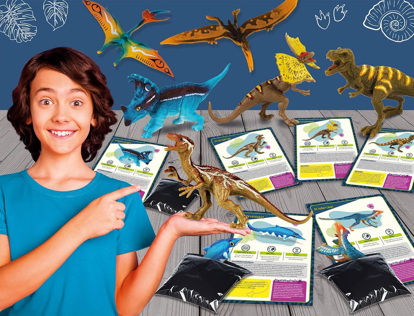Un mois avec les dinosaures expériences scientifiques - 31 figurines & fiches - kit découverte i'm a genius multicolore