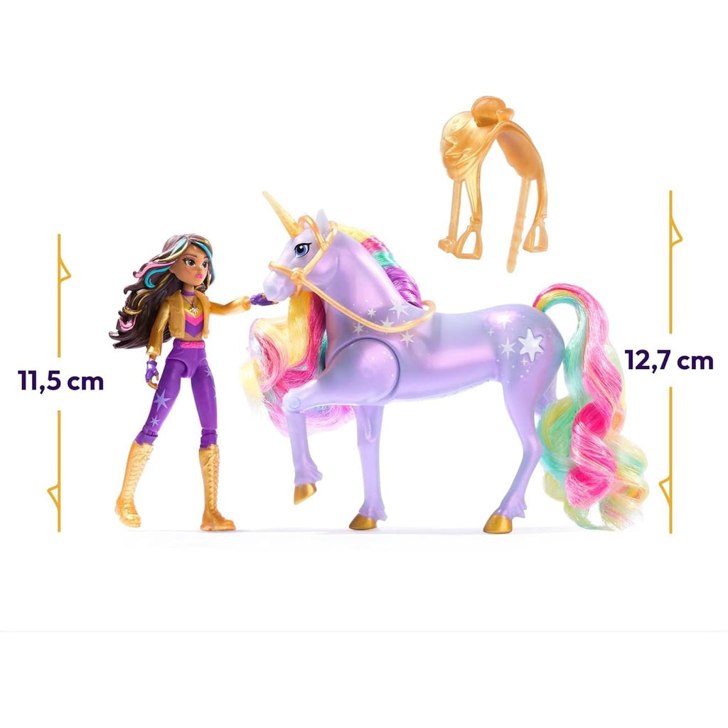 Unicorn academy licorne wildstar avec lumières et poupée mannequin sophia multicolore