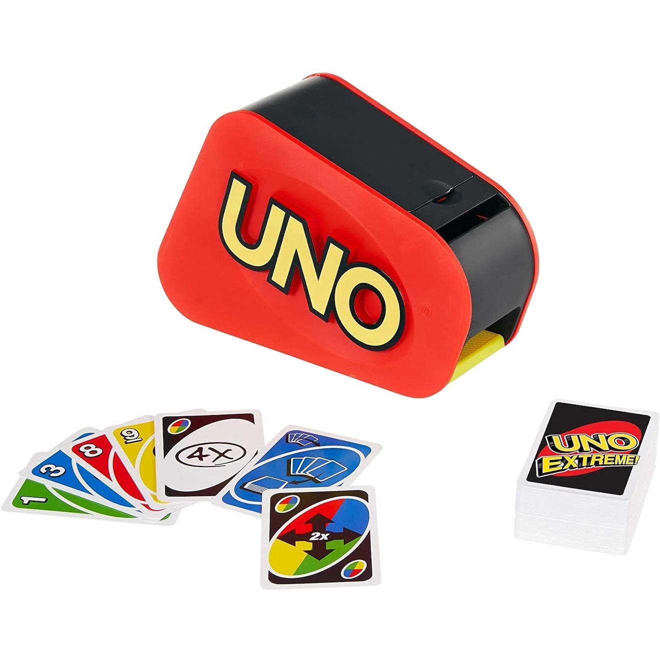 Uno extreme jeu de société et de cartes avec distributeur aléatoire, sonore et lumineux multicolore