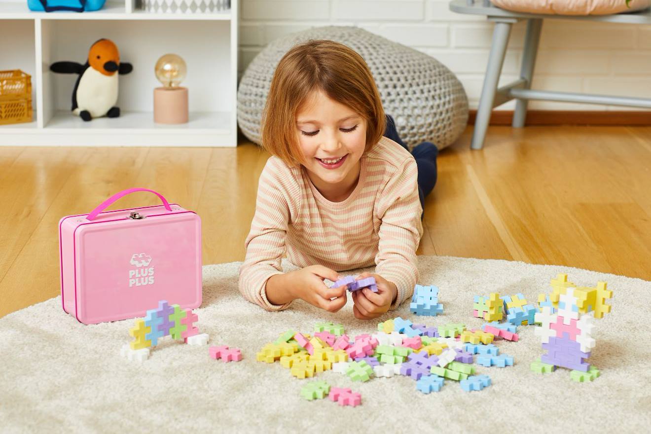 Valisette jeu de construction big 70 pièces pastel