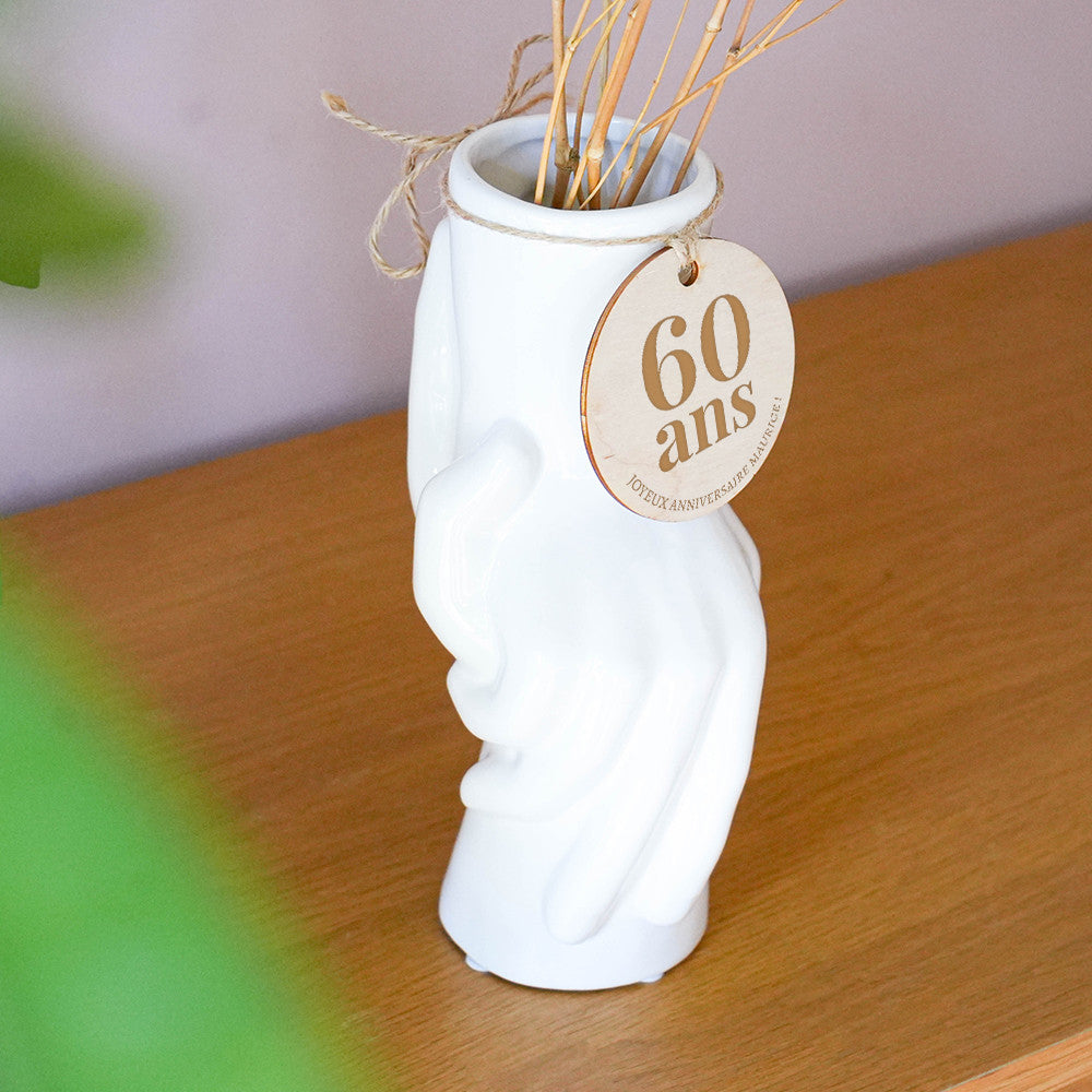 Vase deux Mains avec Médaillon anniversaire à Personnaliser - Vase Original