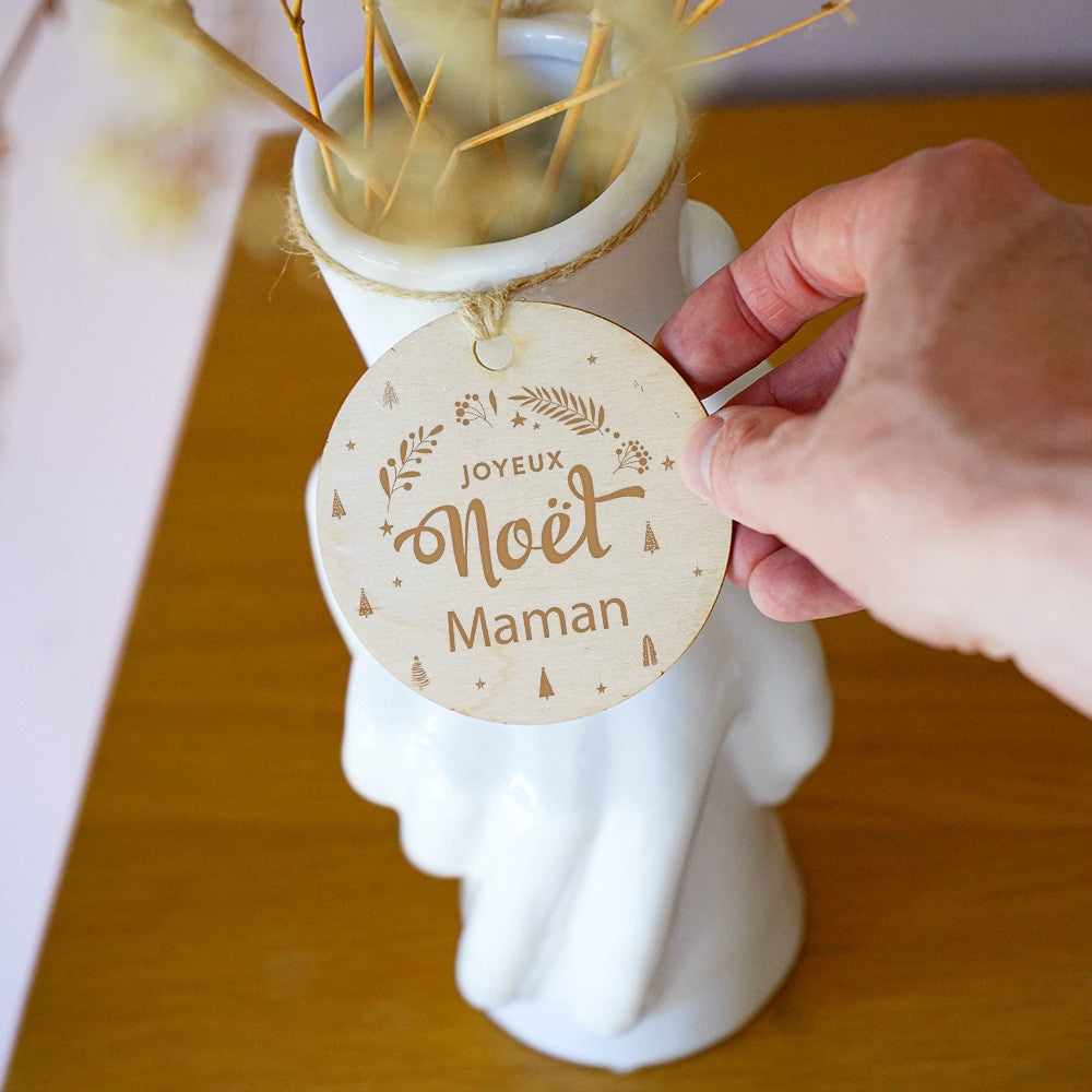 Vase deux Mains avec Médaillon Joyeux Noël à Personnaliser - Vase Original