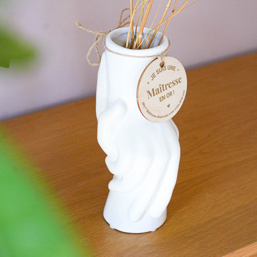 Vase deux mains avec Médaillon Maîtresse Adorée à Personnaliser - Vase Original